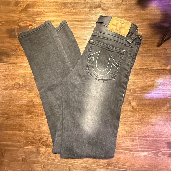 True Religion Straight Leg Jeans Black/Charcoal Wash - Picture 1 of 6